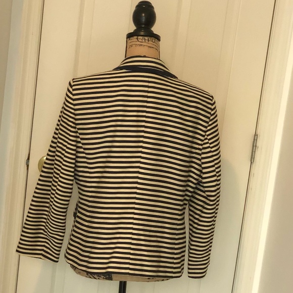 Navy Blue & Cream Striped Blazer from the LOFT - Picture 4 of 6